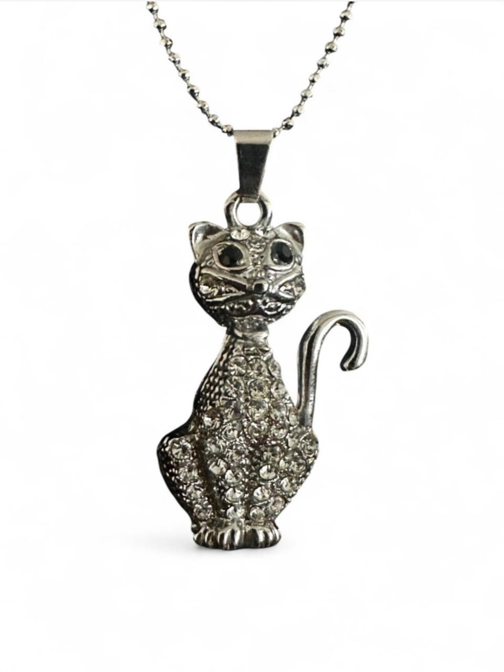 Silver Cat Pendant Necklace